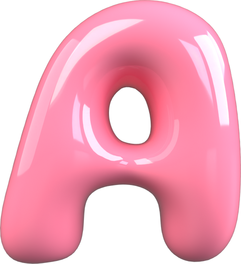 Pink 3D Bubble Gum Uppercase Letter A